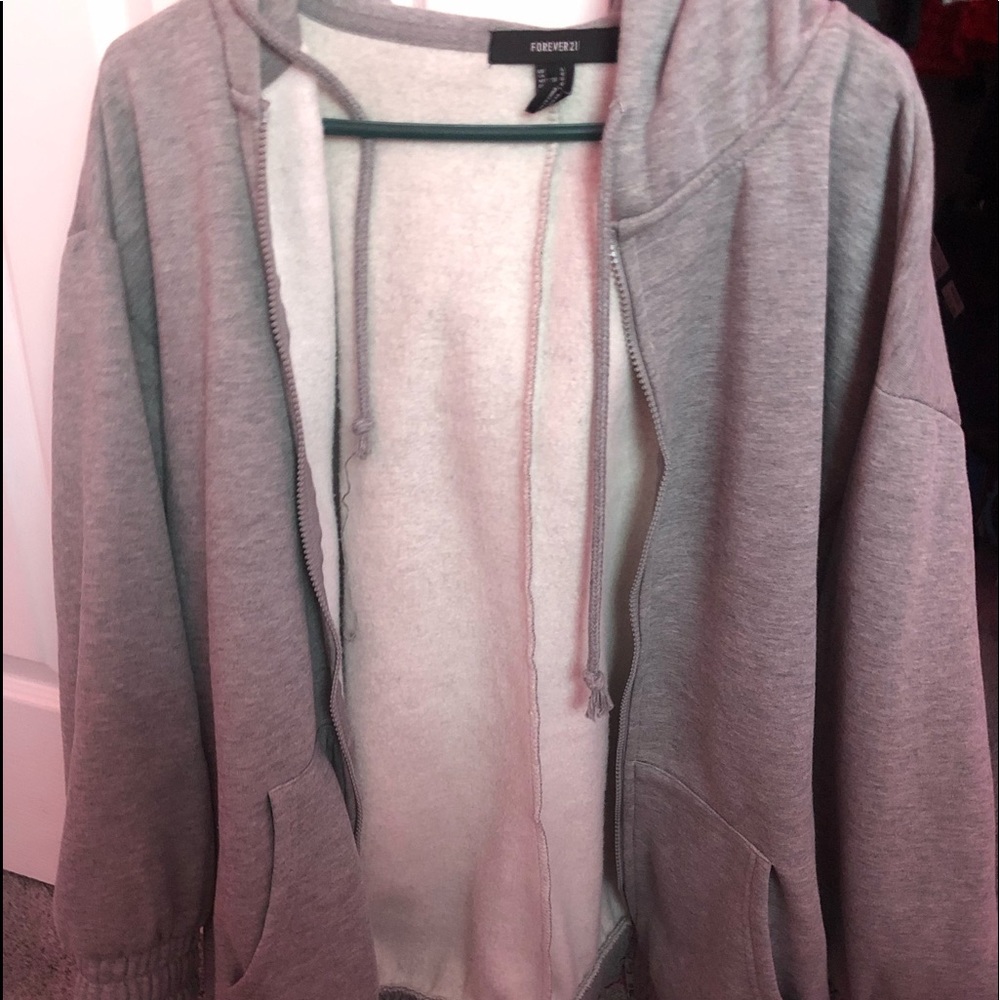 grey oversized zip up hoodie